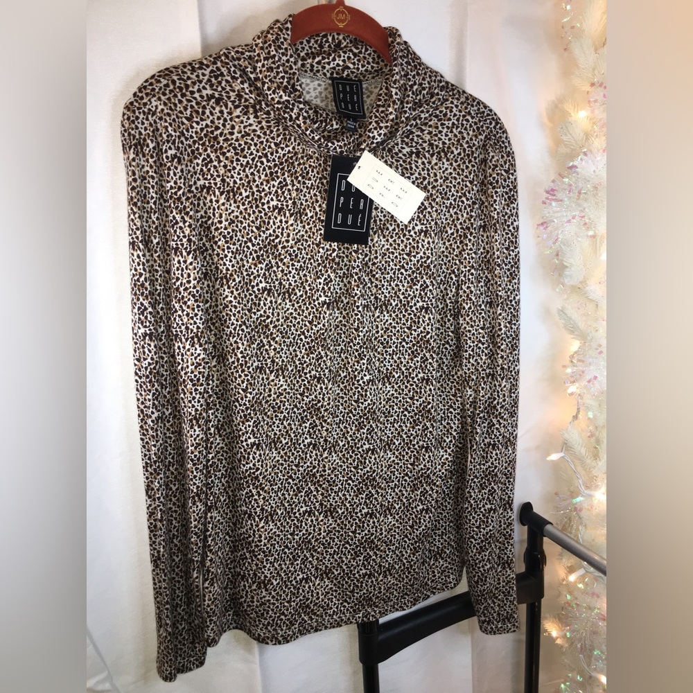 NWT Due Per Due | Women’s Animal Print Long Sleeve Blouse Top